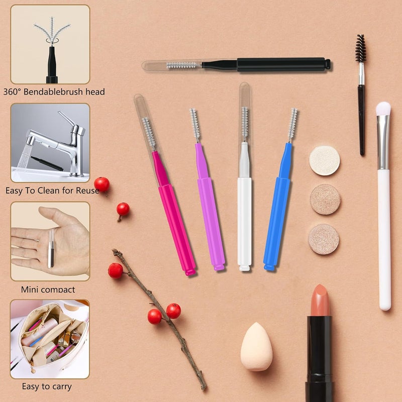 MIJAYENV 20 Pcs Brow Lamination Brush Micro Eyebrow Brush with Cap Micro Spoolies for Brow Lamination Portable Mini Spoolies for Eyebrows Extensions Tool, 2 Colors (10 Black+10 White) - Image 3